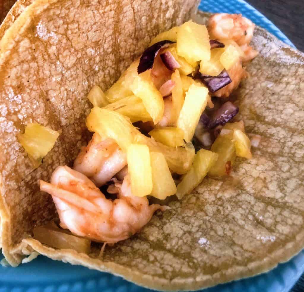 sheet pan pineapple shrimp tacos