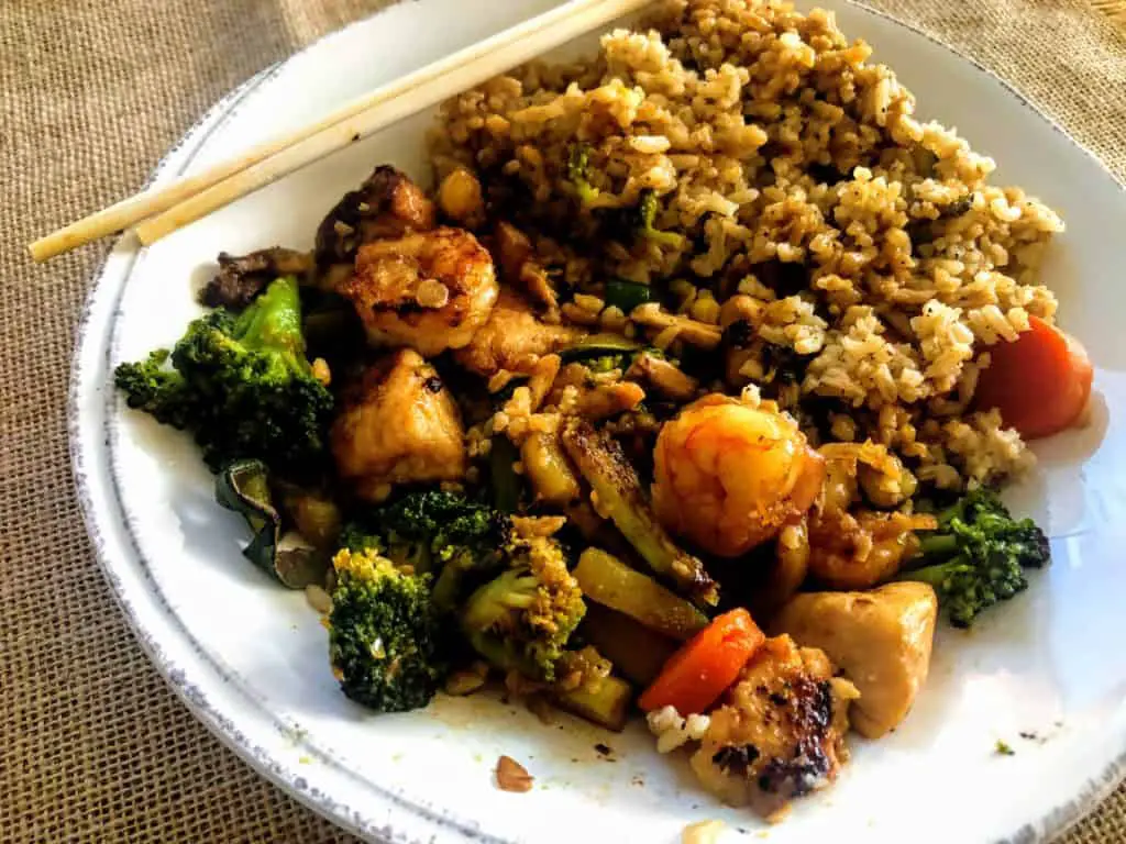 leftover stir fry teriyaki chicken and shrimp from hibachi & co