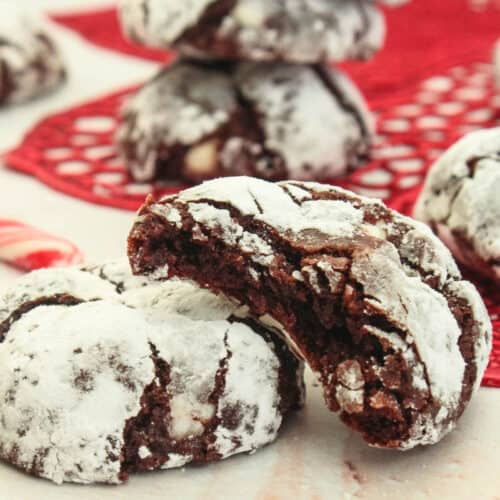 Peppermint Double Chocolate Crinkle Cookies