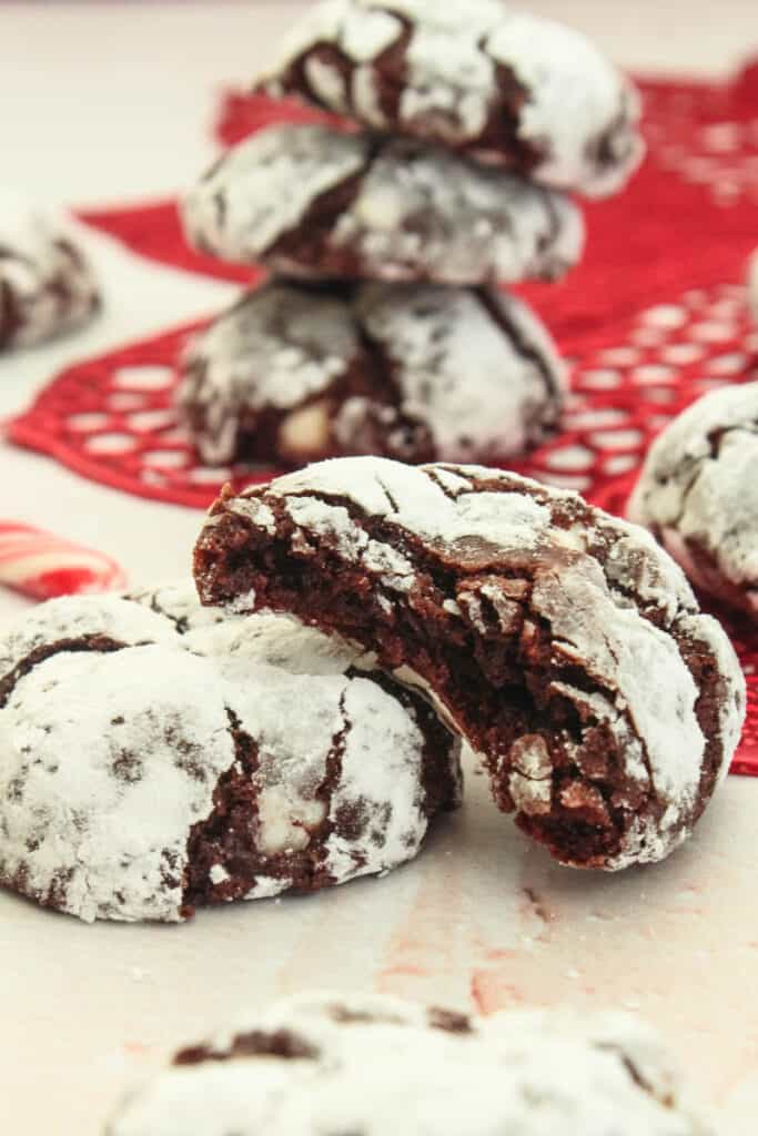 Peppermint Double Chocolate Crinkle Cookies