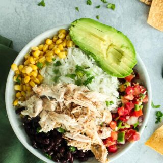 shredded chicken burrito bowl